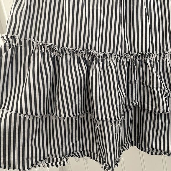 ZARA Woman Premium Denim Collection off-the-shoulder flounced dress raw‎ hem M - Picture 4 of 11